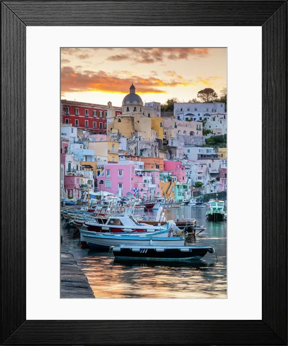 Framed Print : Marina di Corricella at Sunrise, Procida, Campania, Italy Framed Print : Marina di Corricella at Sunrise, Procida, Campania, Italy