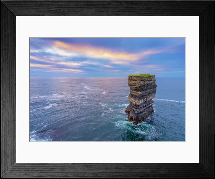 Framed Print : Ireland, Co. Mayo, Ballycastle, Downpatrick head, Dun Briste Sea Stack