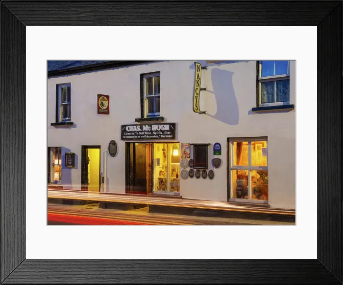 Framed Print : Ireland, Co. Donegal, Ardara, Nancys bar at night Framed Print : Ireland, Co. Donegal, Ardara, Nancys bar at night