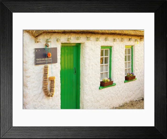 Framed Print : Ireland, County Donegal, Glencolumbcille folk village, fishermans cottage Framed Print : Ireland, County Donegal, Glencolumbcille folk village, fishermans cottage