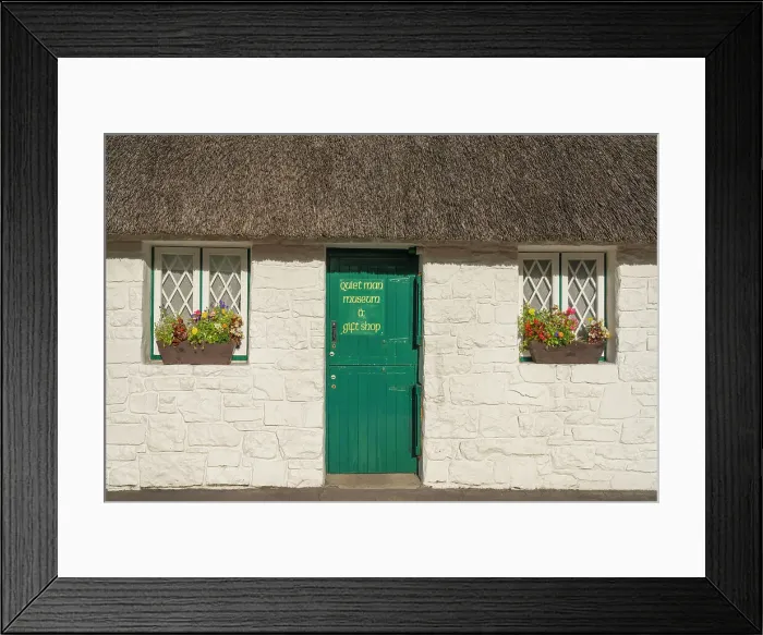 Framed Print : Ireland, Co. Mayo, Cong, Quiet Man Cottage, replica of house used in the John Wayne film, The Quiet Man Framed Print : Ireland, Co. Mayo, Cong, Quiet Man Cottage, replica of house used in the John Wayne film, The Quiet Man