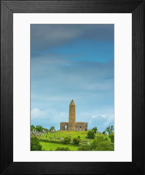 Framed Print : Ireland, Co. Mayo, Knockanour, Turlough Round Tower, founded by Saint Patrick in 5th Century