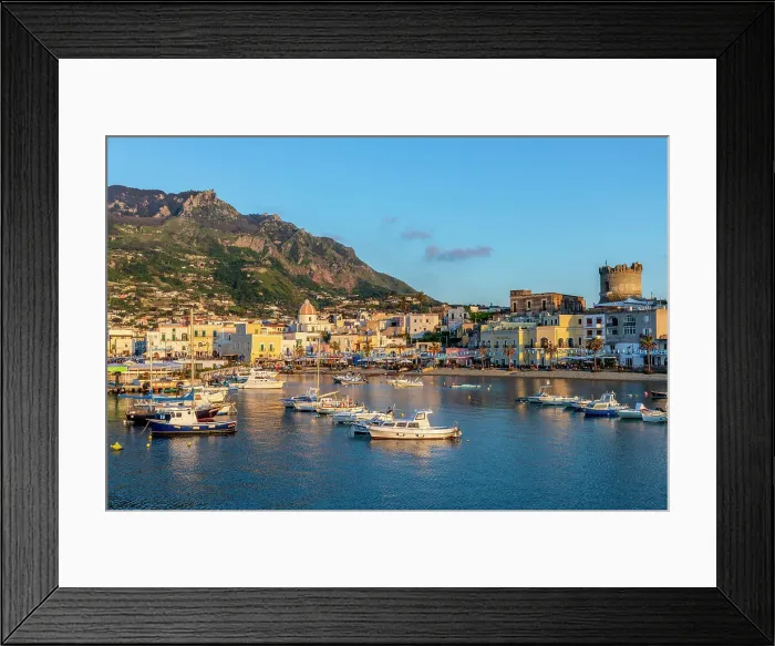 Framed Print : Marina de Forio, Forio Harbour and Beach, Forio, Ischia, Campania, Italy