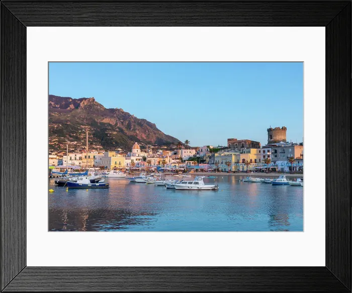 Framed Print : Marina de Forio, Forio Harbour and Beach, Forio, Ischia, Campania, Italy