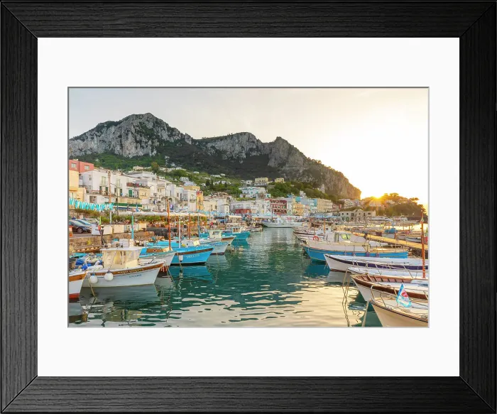 Framed Print : Fishing Boats at Sunset at Marina Grande, Capri, Campania, Italy Framed Print : Fishing Boats at Sunset at Marina Grande, Capri, Campania, Italy