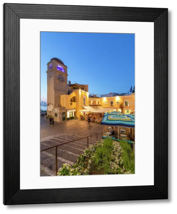 Framed Print : The Clock Tower at the Piazza Umberto l at Dusk, Capri, Campania, Italy Framed Print : The Clock Tower at the Piazza Umberto l at Dusk, Capri, Campania, Italy