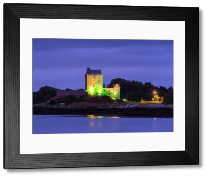 Framed Print : Ireland, Co. Galway, Kinvara, Dunguaire castle at night