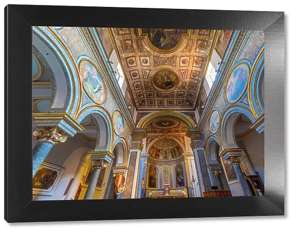 The Interior and Altar of the Basilica di Sant'Antonino, Piazza Sant'Antonino, Sorrento, Campania, Italy