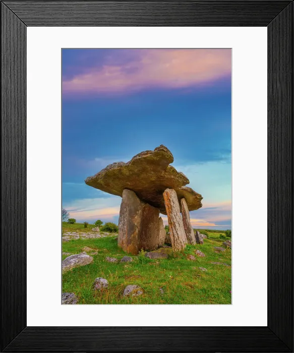 Framed Print : Ireland, Co. Clare, The Burren, Poulnabrone dolmen, ancient neolithic monument Framed Print : Ireland, Co. Clare, The Burren, Poulnabrone dolmen, ancient neolithic monument