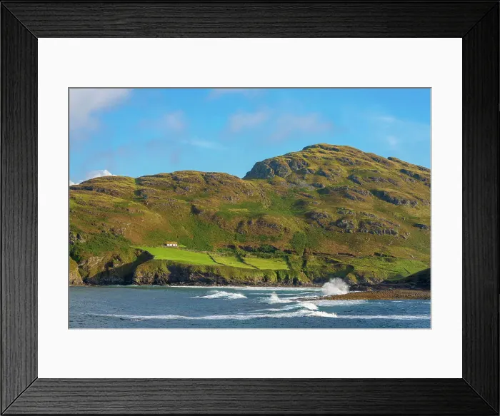 Framed Print : Ireland, Co. Donegal, Muckross head, Muckross bay, remote cottage on hillside Framed Print : Ireland, Co. Donegal, Muckross head, Muckross bay, remote cottage on hillside