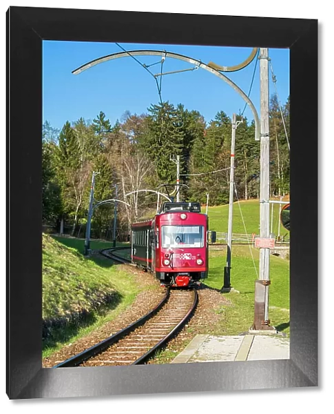 Train of Ritten Railway (Rittner Bahn), Ritten-Renon high plateau, Trentino-Alto Adige / Sudtirol, Italy