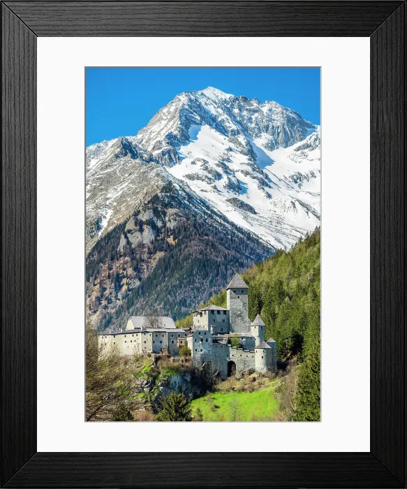 Framed Print : Taufers medieval castle with the snowy Zillertall Alps in the background, Sand in Taufers-Campo Tures, Trentino-Alto Adige / Sudtirol, Italy Framed Print : Taufers medieval castle with the snowy Zillertall Alps in the background, Sand in Taufers-Campo Tures, Trentino-Alto Adige / Sudtirol, Italy