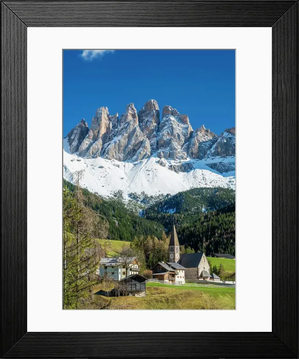 Framed Print : St. Magdalena-Santa Maddalena with Odle (Geislergruppe) mountain group behind, Dolomites, Villnoss-Funes, Trentino-Alto Adige / Sudtirol, Italy Framed Print : St. Magdalena-Santa Maddalena with Odle (Geislergruppe) mountain group behind, Dolomites, Villnoss-Funes, Trentino-Alto Adige / Sudtirol, Italy