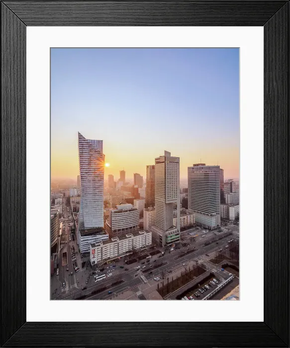 Framed Print : City Centre Skyline at sunset, elevated view, Warsaw, Masovian Voivodeship, Poland Framed Print : City Centre Skyline at sunset, elevated view, Warsaw, Masovian Voivodeship, Poland