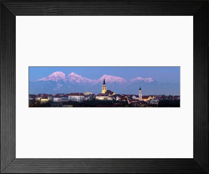 Framed Print : View over Kranj and the Kamnik Savinja Alps, Slovenia Framed Print : View over Kranj and the Kamnik Savinja Alps, Slovenia