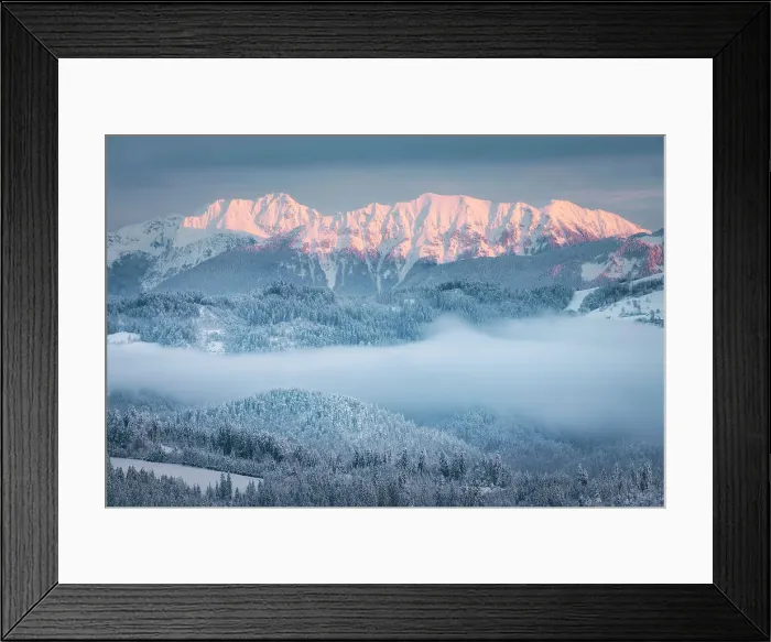 Framed Print : Snow-covered hills and mountains around Skofja Loka, Slovenia Framed Print : Snow-covered hills and mountains around Skofja Loka, Slovenia