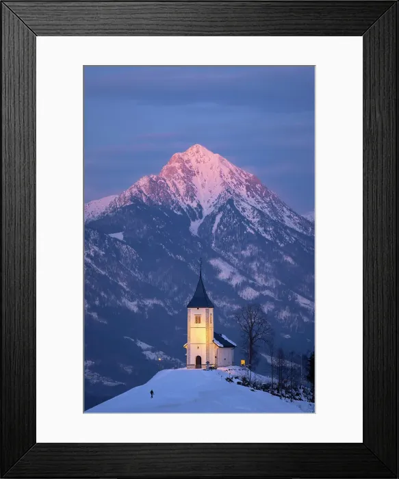 Framed Print : Church of St. Primoz and Storzic Mountain, Jamnik, Slovenia