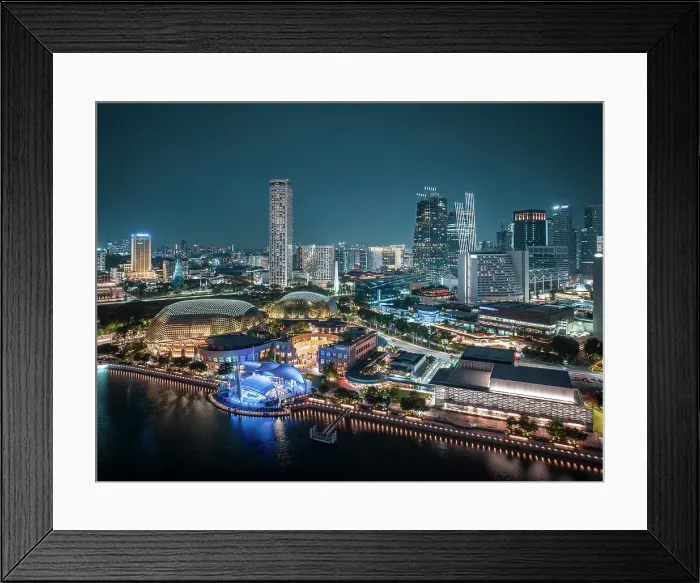 Framed Print : View of Singapore City skyline at night, Singapore, Asia Framed Print : View of Singapore City skyline at night, Singapore, Asia