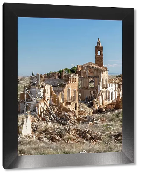 View of the abandoned village of Belchite as a result of the Spanish Civil War, Belchite, Aragon, Spain