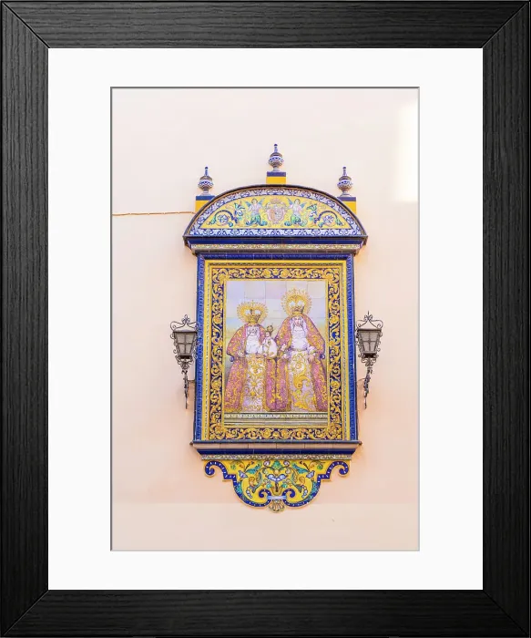 Framed Print : Tiled religious icon outside Real Parroquia de Senora Santa Ana, Seville, Andalusia, Spain