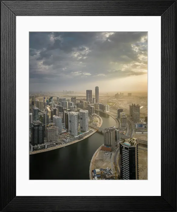 Framed Print : Aerial view of downtown Dubai, United Arab Emirates Framed Print : Aerial view of downtown Dubai, United Arab Emirates