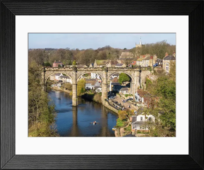 Framed Print : View towards Knaresborough viaduct, that opened in 1851, and carries the Harrogate railway line over the River Nidd, Knaresborough, Yorkshire, England