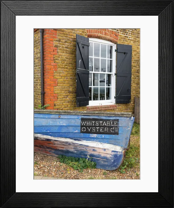 Framed Print : Old fishing boat on Whitstable beach, Kent, England Framed Print : Old fishing boat on Whitstable beach, Kent, England