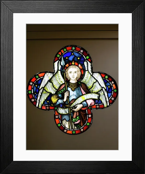 Framed Print : Angel with Spear, 1860s, made by Lavers and Barraud, The Stained Glass Museum, Ely Cathedral, Ely, Cambridgeshire, England Framed Print : Angel with Spear, 1860s, made by Lavers and Barraud, The Stained Glass Museum, Ely Cathedral, Ely, Cambridgeshire, England