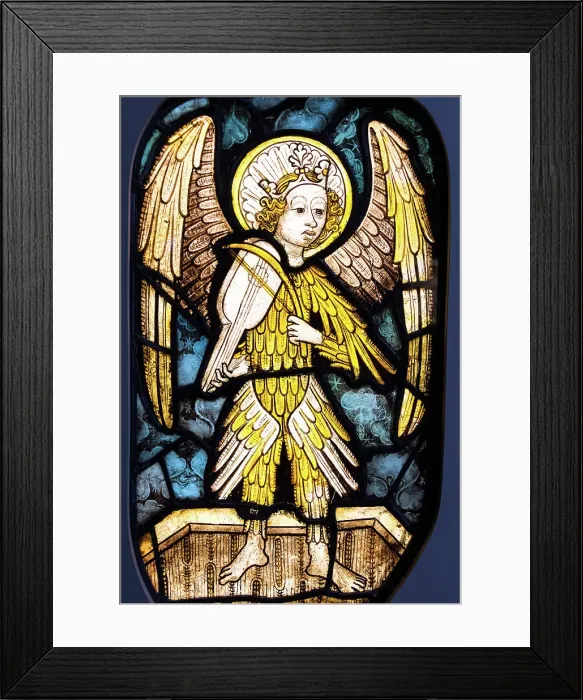 Framed Print : Angel musician by the unknown English artist, c 1440-1480, The Stained Glass Museum, Ely Cathedral, Ely, Cambridgeshire, England Framed Print : Angel musician by the unknown English artist, c 1440-1480, The Stained Glass Museum, Ely Cathedral, Ely, Cambridgeshire, England