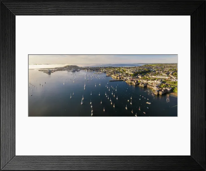 Framed Print : Aerial view of Falmouth and the Penryn River, Flushing, Cornwall, England. Spring (May) 2023