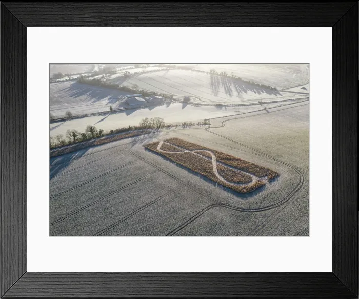 Framed Print : Mysterious crop pattern in a Wiltshire field near West Kennet Long Barrow, Wiltshire, England. Winter (February) 2023 Framed Print : Mysterious crop pattern in a Wiltshire field near West Kennet Long Barrow, Wiltshire, England. Winter (February) 2023