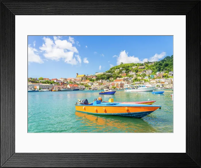 Framed Print : Colourful boats, St Georges Harbour, St Georges, Grenada, Caribbean Framed Print : Colourful boats, St Georges Harbour, St Georges, Grenada, Caribbean