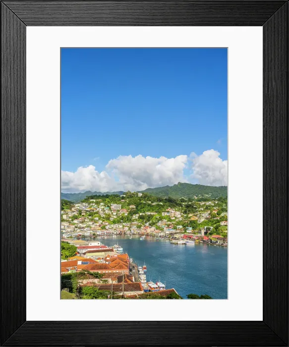 Framed Print : Elevated view over, St Georges Harbour, St Georges, Grenada, Caribbean Framed Print : Elevated view over, St Georges Harbour, St Georges, Grenada, Caribbean