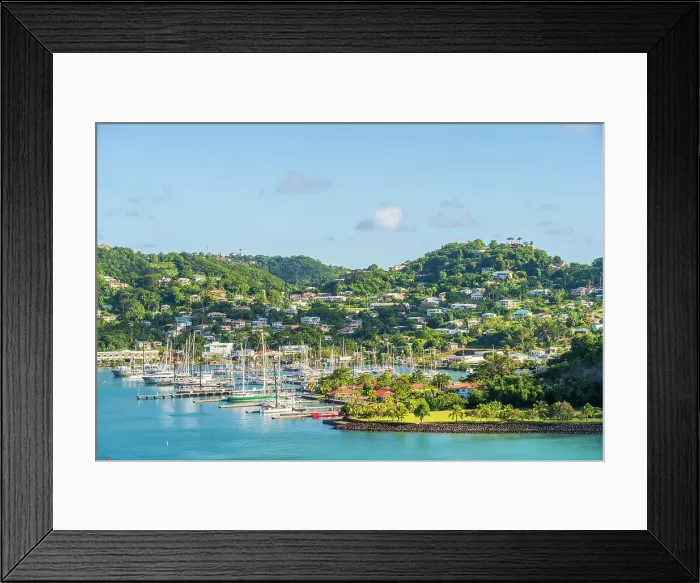 Framed Print : Elevated view over Port Louis Marina, St Georges, Grenada, Caribbean Framed Print : Elevated view over Port Louis Marina, St Georges, Grenada, Caribbean