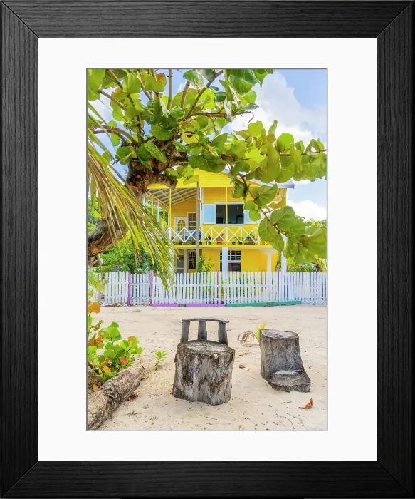Framed Print : Colourful building, Paradise Beach, Carriacou, Greneda, caribbean
