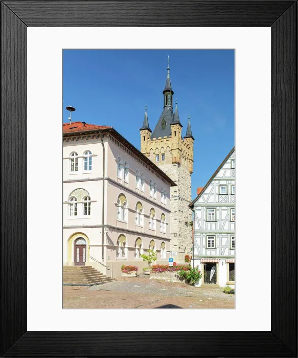 Framed Print : Town hall at the market square with Blue Tower, Bad Wimpfen, Neckartal Valley, Burgenstrasse, Baden-Wurttemberg; Germany Framed Print : Town hall at the market square with Blue Tower, Bad Wimpfen, Neckartal Valley, Burgenstrasse, Baden-Wurttemberg; Germany