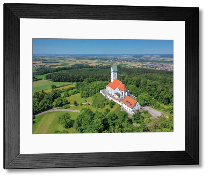 Framed Print : Pilgrimage church of St. Johannes Baptist on Bussen mountain, the holy mountain of Upper Swabia, Offingen, Upper Swabia, Baden-Wurttemberg; Germany