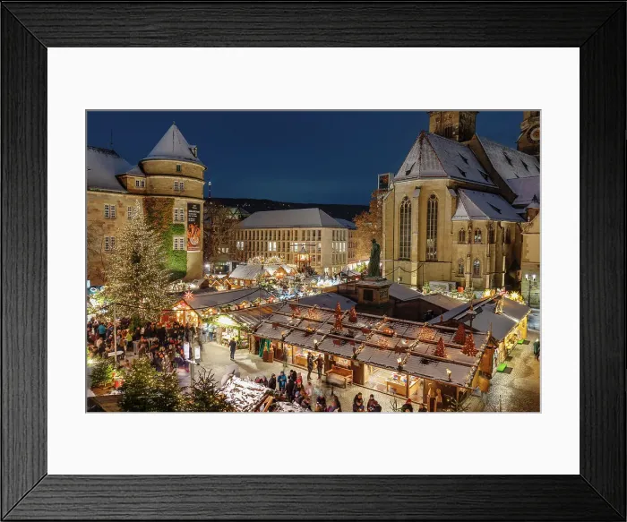 Framed Print : Christmas market, on Schillerplatz square in front of Stiftskirche church, Stuttgart, Baden-Wurttemberg; Germany Framed Print : Christmas market, on Schillerplatz square in front of Stiftskirche church, Stuttgart, Baden-Wurttemberg; Germany