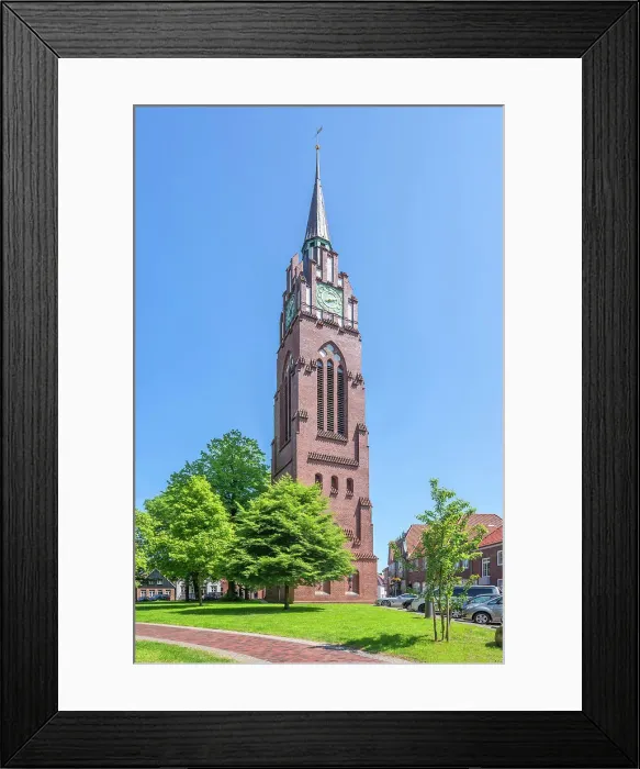 Framed Print : Protestant city church of Jever, East Frisia, Lower Saxony, Germany