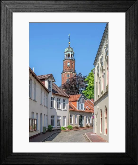 Framed Print : Alley at Leer with Great church, East Frisia, Lower Saxony, Germany Framed Print : Alley at Leer with Great church, East Frisia, Lower Saxony, Germany