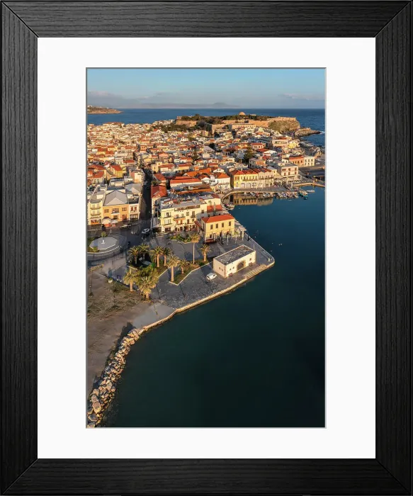 Framed Print : Venetian harbor with a view of Venetian Fortezza, Rethymno, Crete, Greece