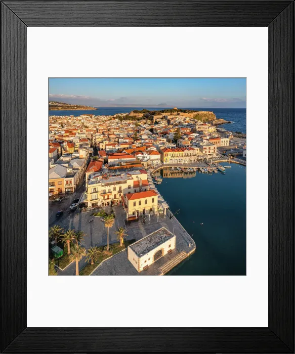 Framed Print : Venetian harbor with a view of Venetian Fortezza, Rethymno, Crete, Greece