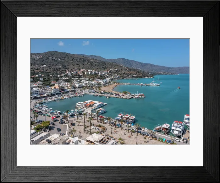 Framed Print : View over the port of Elounda, Mirabello Gulf, Lasithi, Crete, Greece