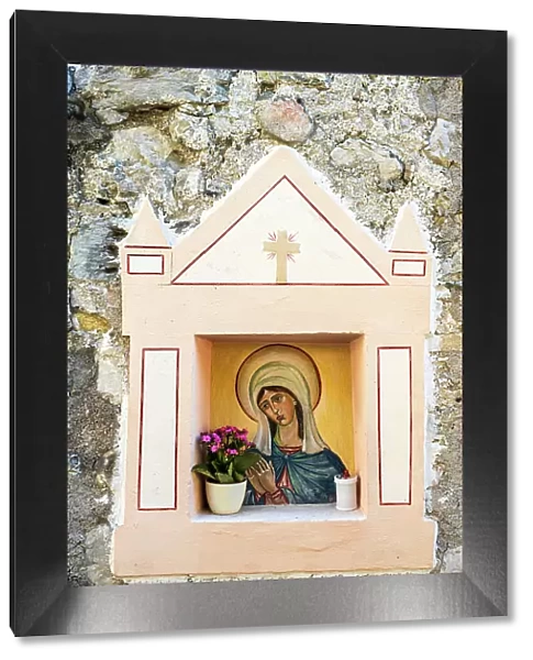 Virgin Mary's icon in a street of Limone sul Garda, Lake Garda, Lombardy, Italy