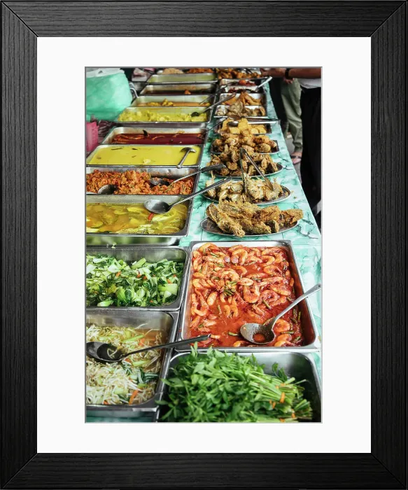 Framed Print : Food stall, Kuala Lumpur, Malaysia Framed Print : Food stall, Kuala Lumpur, Malaysia