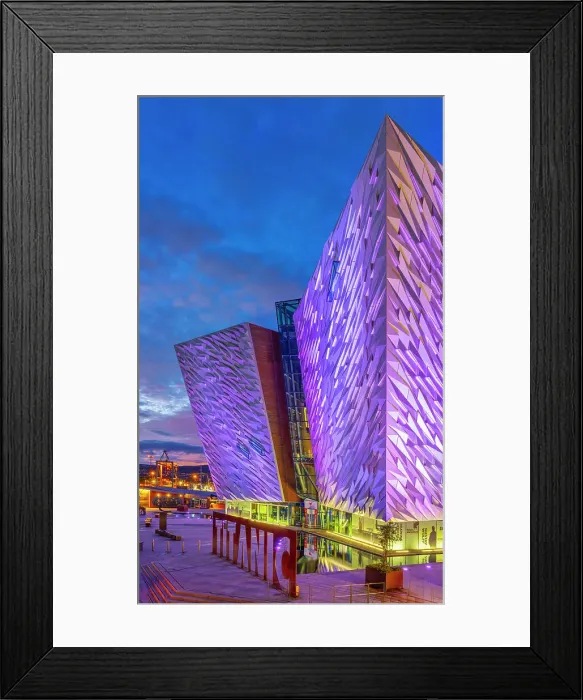 Framed Print : Northern Ireland, County Antrim, Belfast, Titanic buiding illuminated at night Framed Print : Northern Ireland, County Antrim, Belfast, Titanic buiding illuminated at night