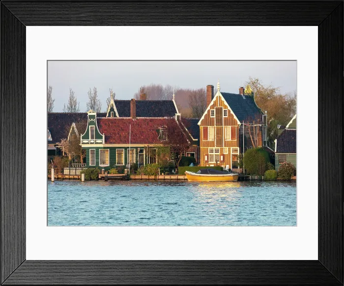 Framed Print : Old houses on the canal at Zaanse Schans, North Holland, Netherlands Framed Print : Old houses on the canal at Zaanse Schans, North Holland, Netherlands
