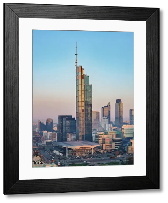 Framed Print : Varso Place Skyscraper and Central Train Station at sunrise, elevated view, Warsaw, Masovian Voivodeship, Poland Framed Print : Varso Place Skyscraper and Central Train Station at sunrise, elevated view, Warsaw, Masovian Voivodeship, Poland