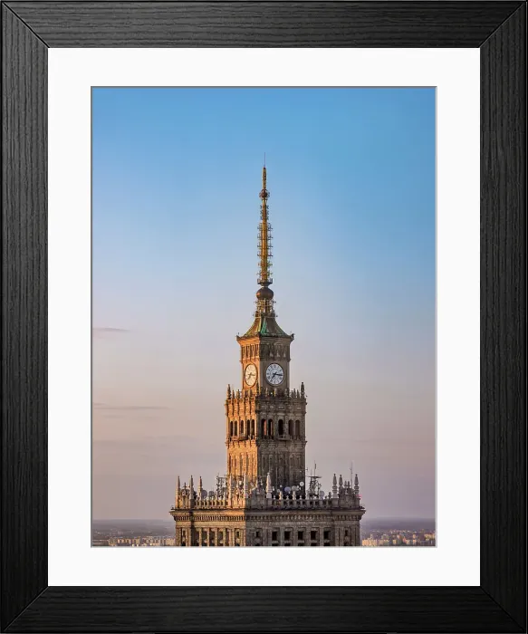 Framed Print : Palace of Culture and Science at sunset, detailed view, Warsaw, Masovian Voivodeship, Poland