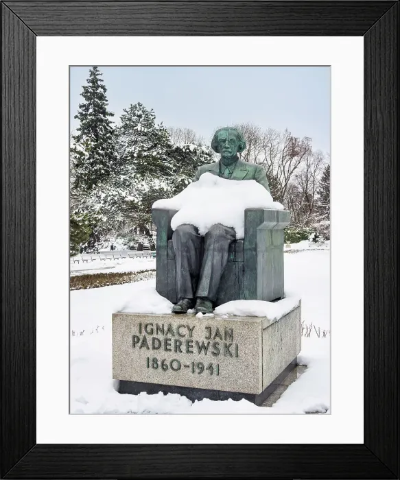 Framed Print : Monument of Ignacy Jan Paderewski, Ujazdowski Park, winter, Warsaw, Masovian Voivodeship, Poland